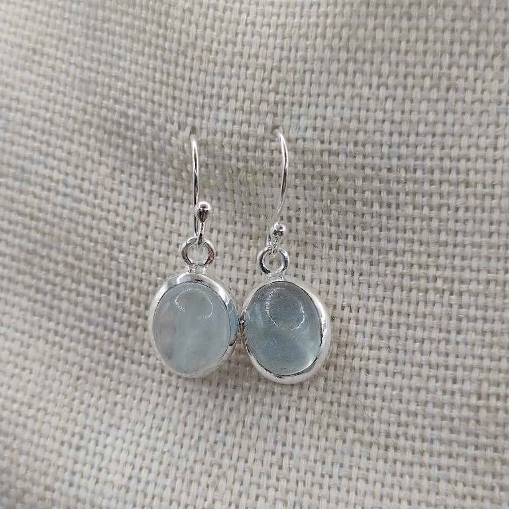 Orecchini in argento ovali con acquamarina - MEERA