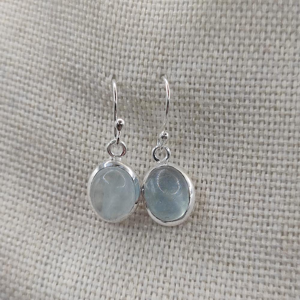 Orecchini in argento ovali con acquamarina - MEERA