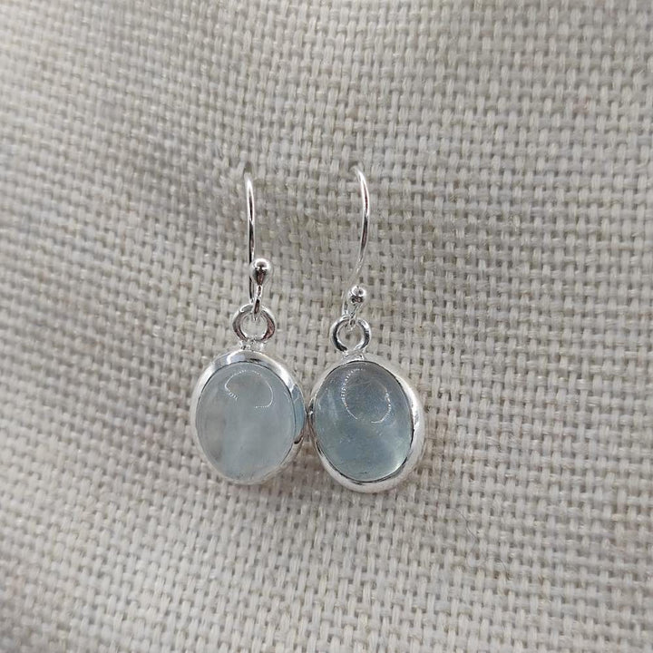 Orecchini in argento ovali con acquamarina - MEERA