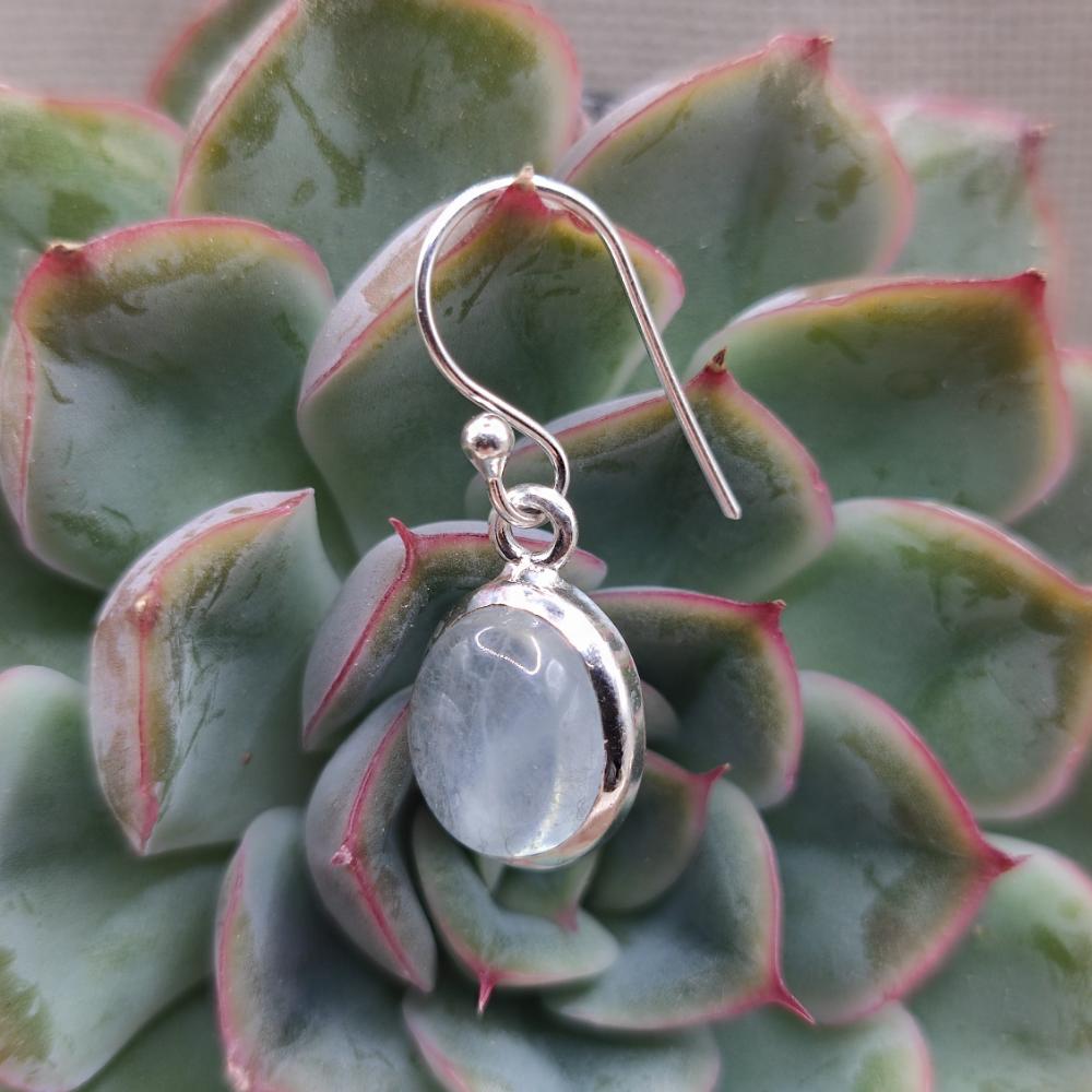 Orecchini in argento ovali con acquamarina - MEERA