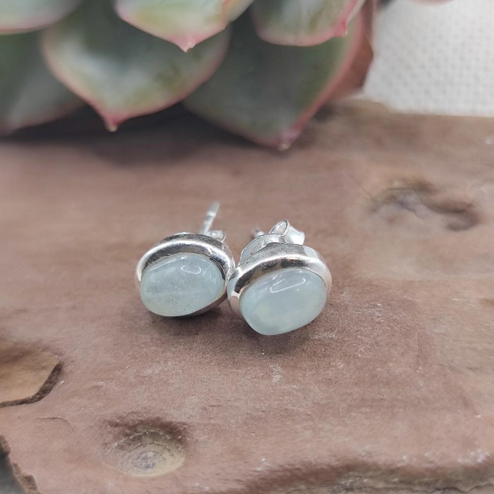 Orecchini in argento ovali con acquamarina - VARSHA