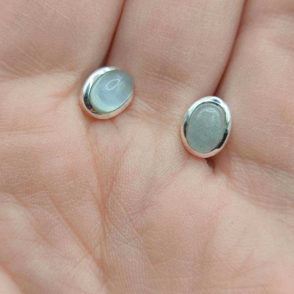 Orecchini in argento ovali con acquamarina - VARSHA