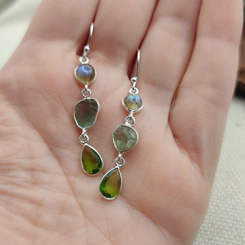 Orecchini pendenti argento 925 con peridoto - TARA