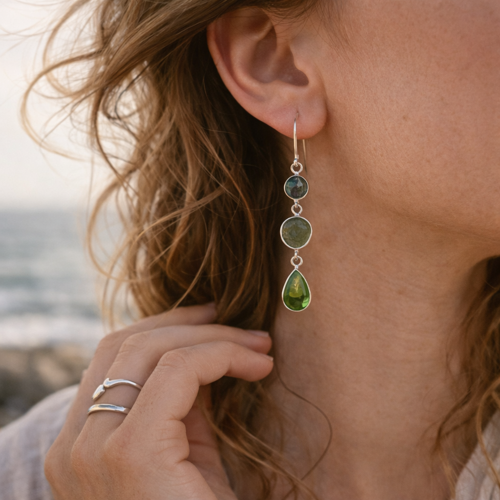 Orecchini pendenti argento 925 con peridoto - TARA