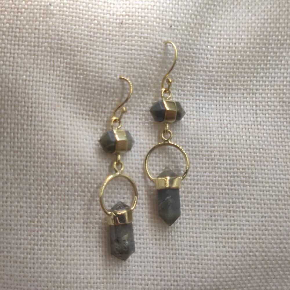 Orecchini pendenti in ottone labradorite - VANTARA