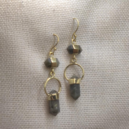 Orecchini pendenti in ottone labradorite - VANTARA