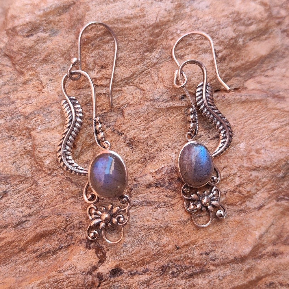 Orecchini artigianali con pietra in argento 925 - LUCKNOW
