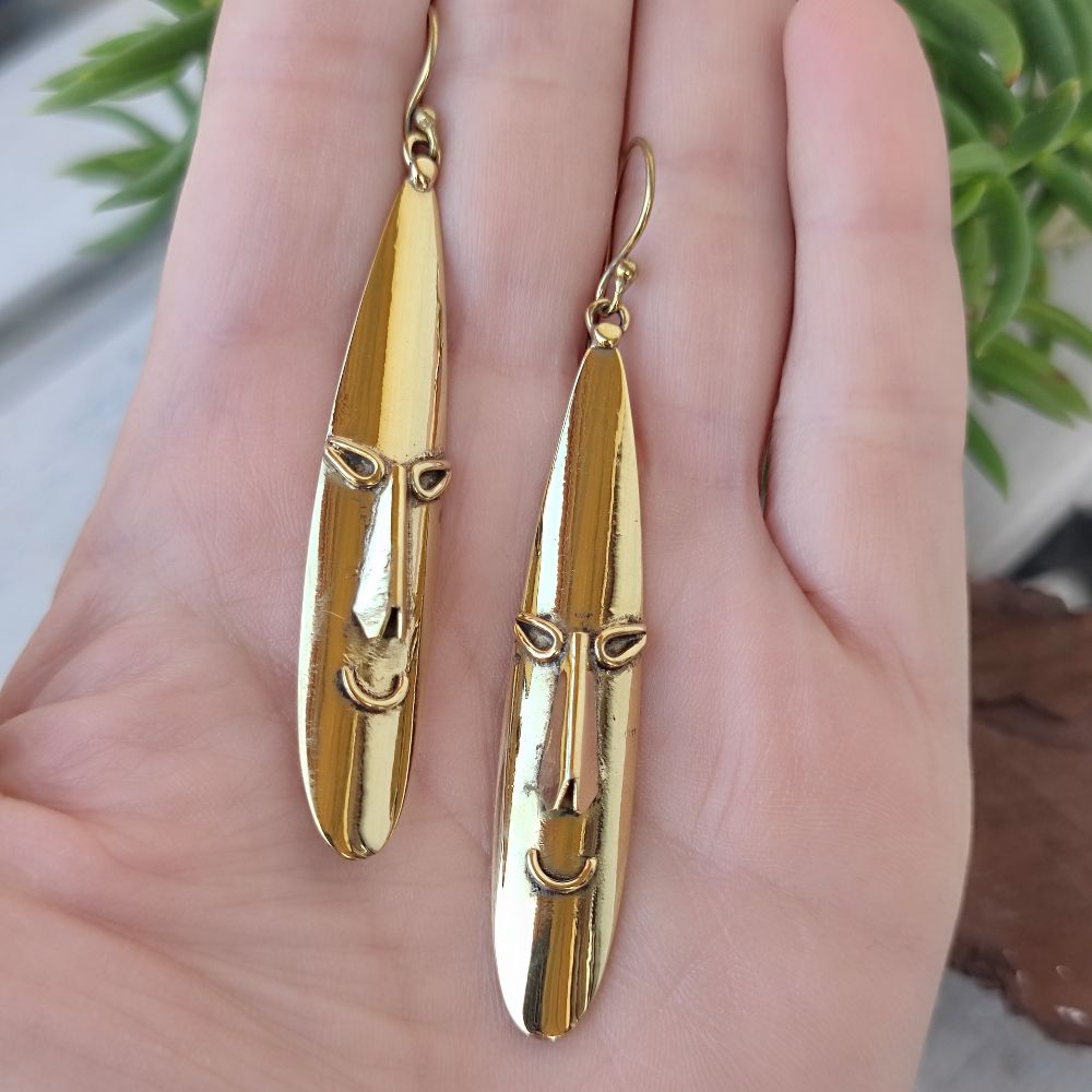 ORECCHINI maschera tribale in ottone - SONAMIKA