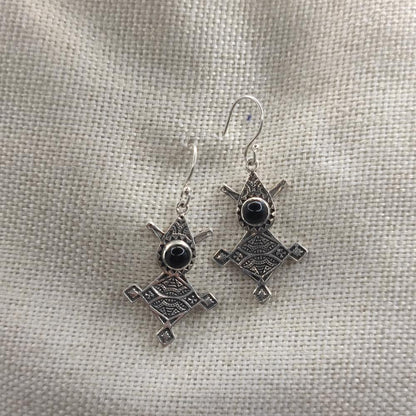 Orecchini tuareg in argento 925 onice nero - ANUPAM
