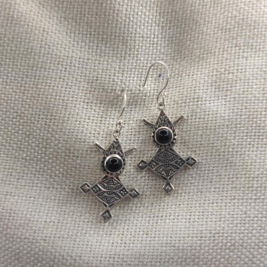 Orecchini tuareg in argento 925 onice nero - ANUPAM