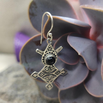 Orecchini tuareg in argento 925 onice nero - ANUPAM