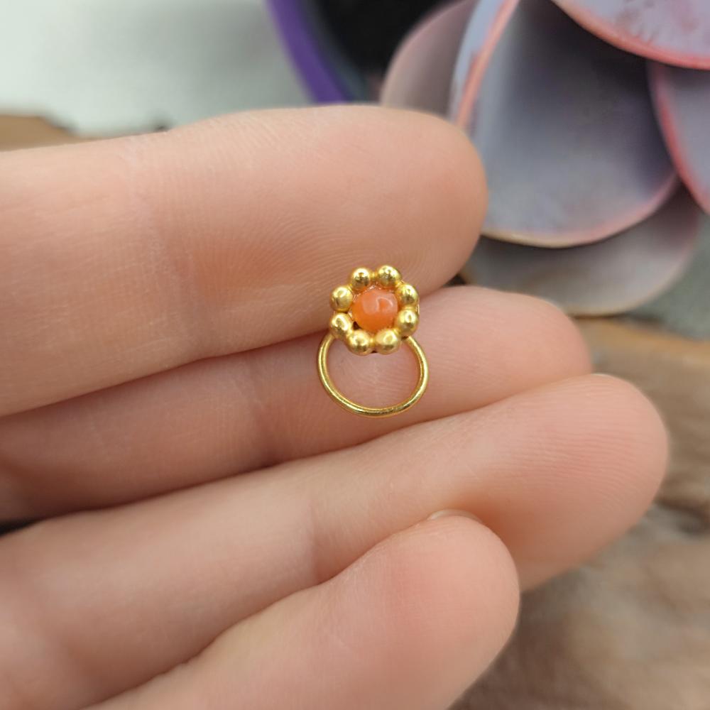 Orecchino da naso in ottone dorato con turchese - REVATI