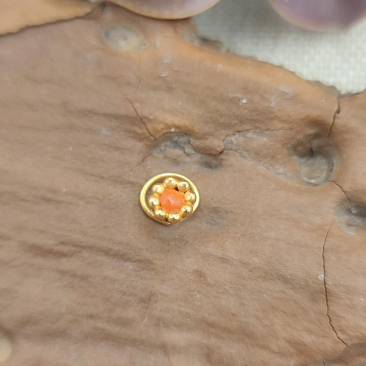 Orecchino da naso in ottone dorato con turchese - REVATI