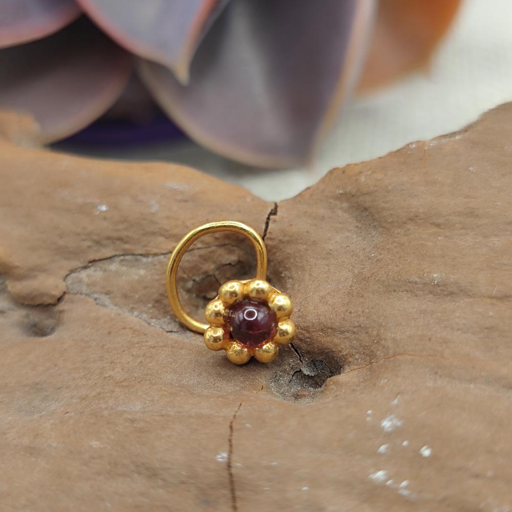 Orecchino da naso in ottone dorato con turchese - REVATI