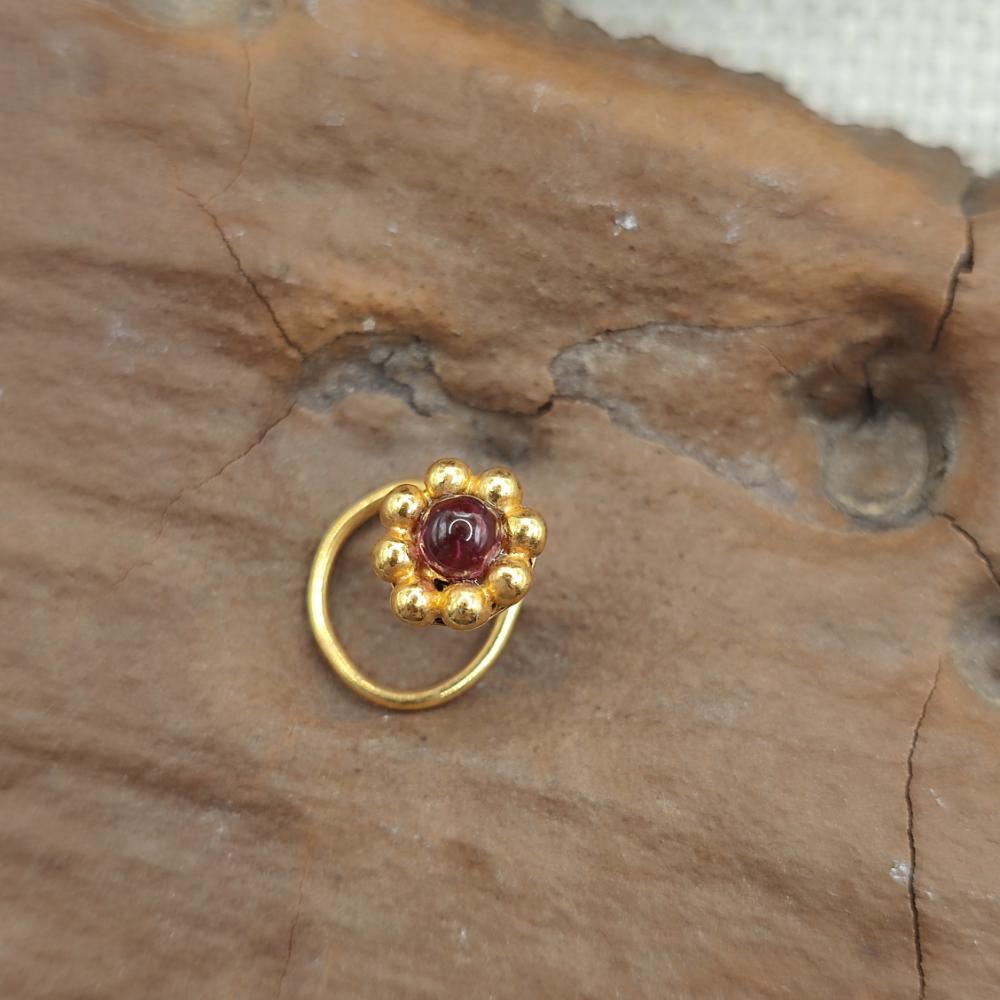 Orecchino da naso in ottone dorato con turchese - REVATI