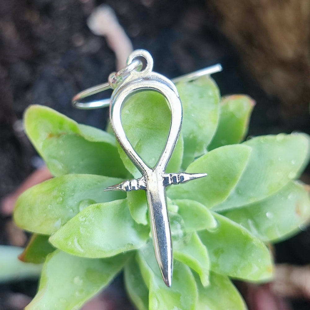 Ankh Orecchini In Argento Sterling 925 - Simbolo Egizio Della Vita - 21 Mm - Lucidi E Lisci