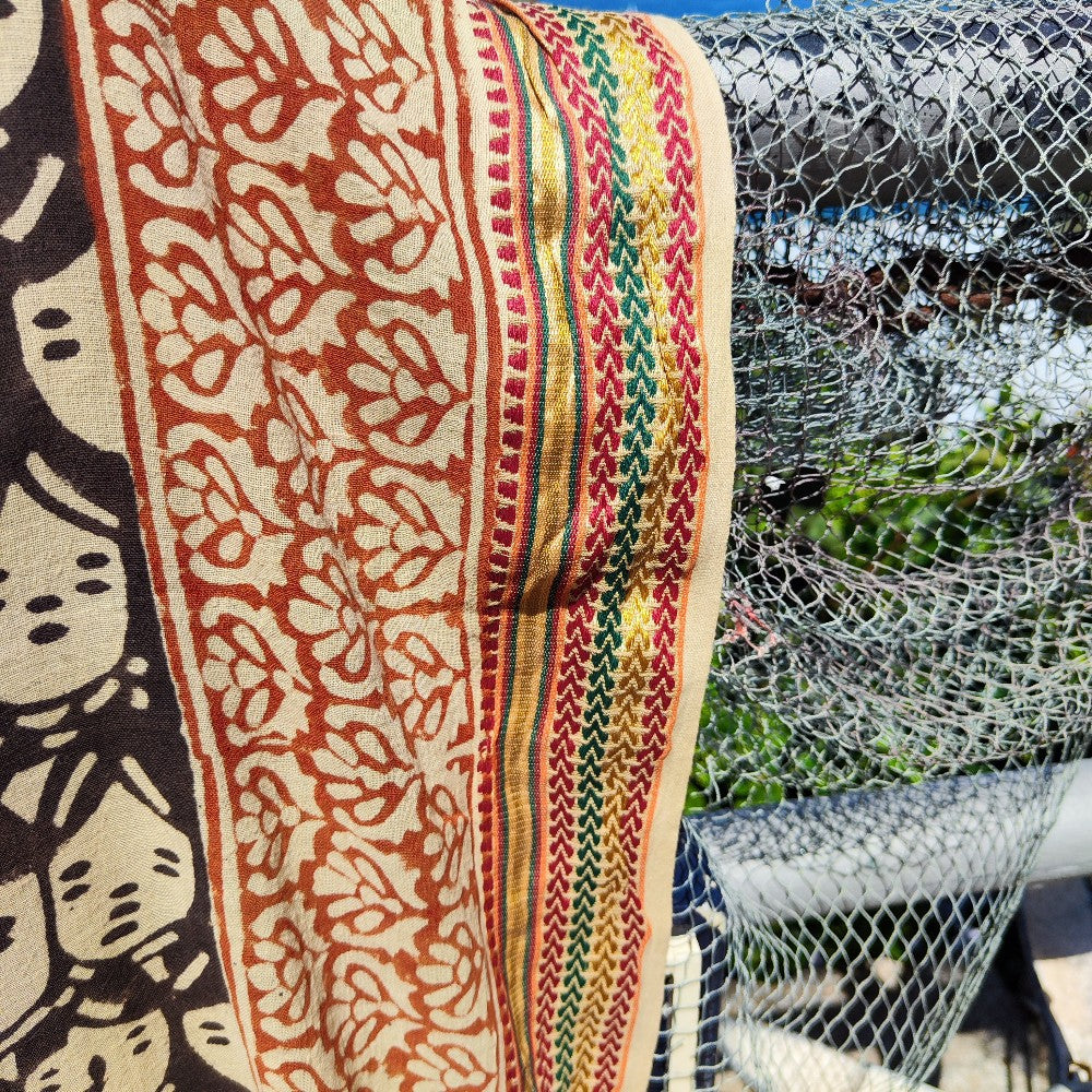 Pareo - Sciarpa artigianale in cotone -Telo da mare - NARA