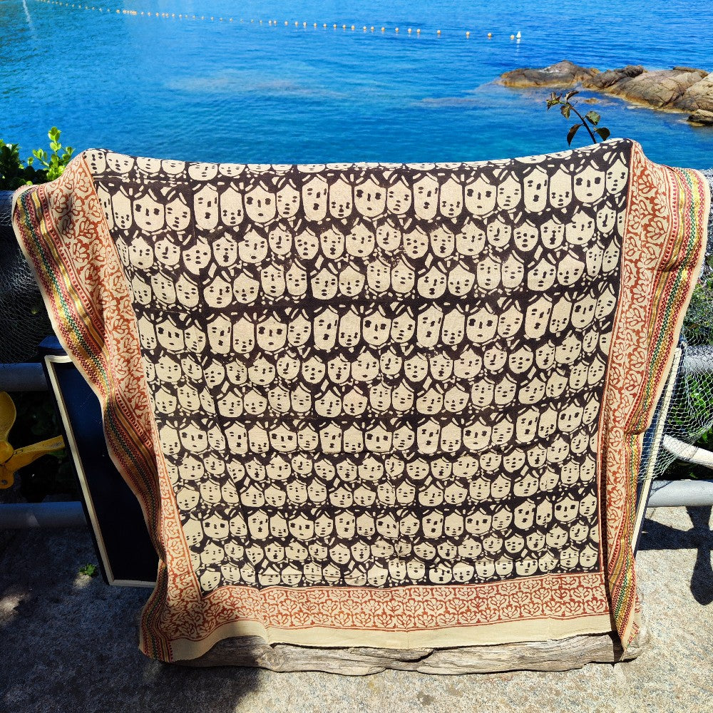 Pareo - Sciarpa artigianale in cotone -Telo da mare - NARA