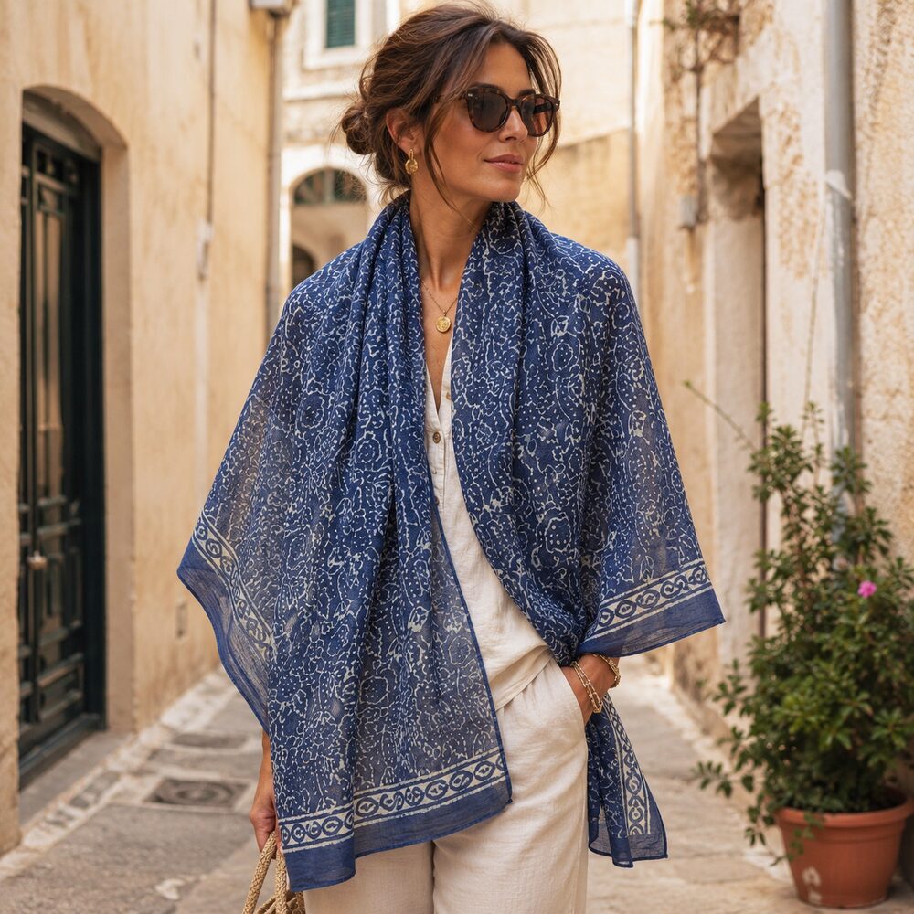 Pareo - Sarong BATIK etnico in 100% cotone artigianale - CHIESSI – sciarpa
