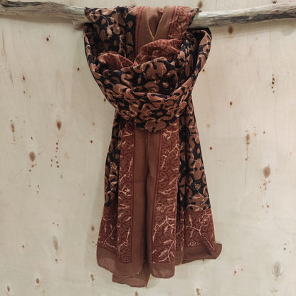 Pareo Sciarpa - Sarong in 100% cotone artigianale - BROWN