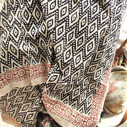 Pareo - Sarong etnico in 100% cotone artigianale - OURDA – nero