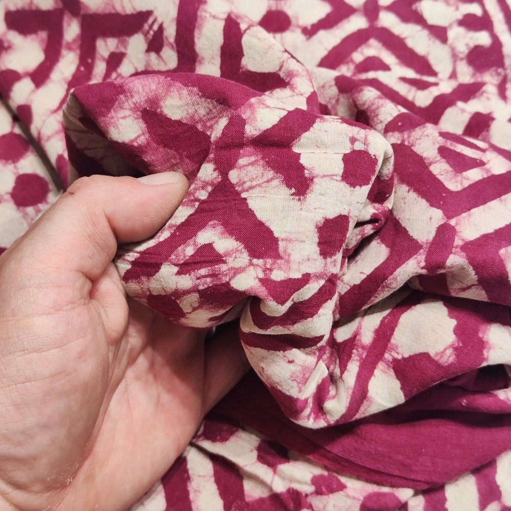 Pareo - Sarong etnico in 100% cotone artigianale - BATIK - fucsia