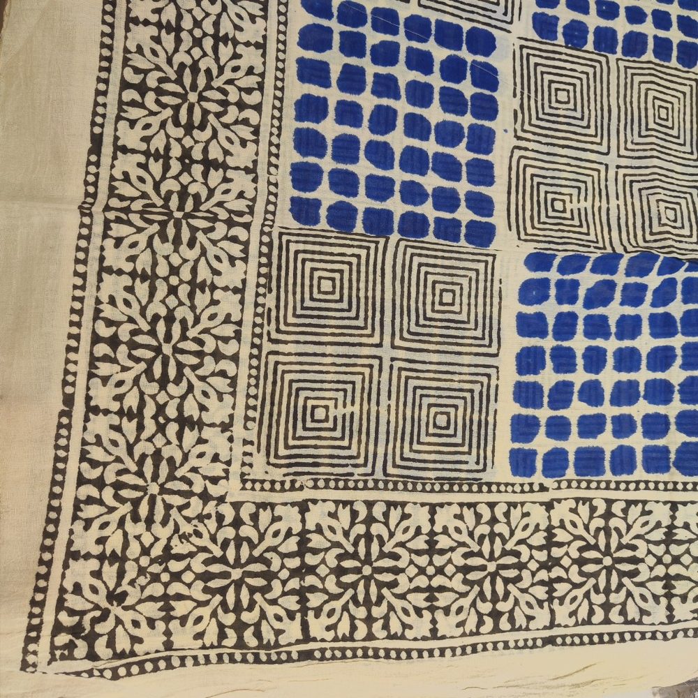 SCIARPA cotone - Pareo indiano artigianale - PSYCODELIC – blu nero