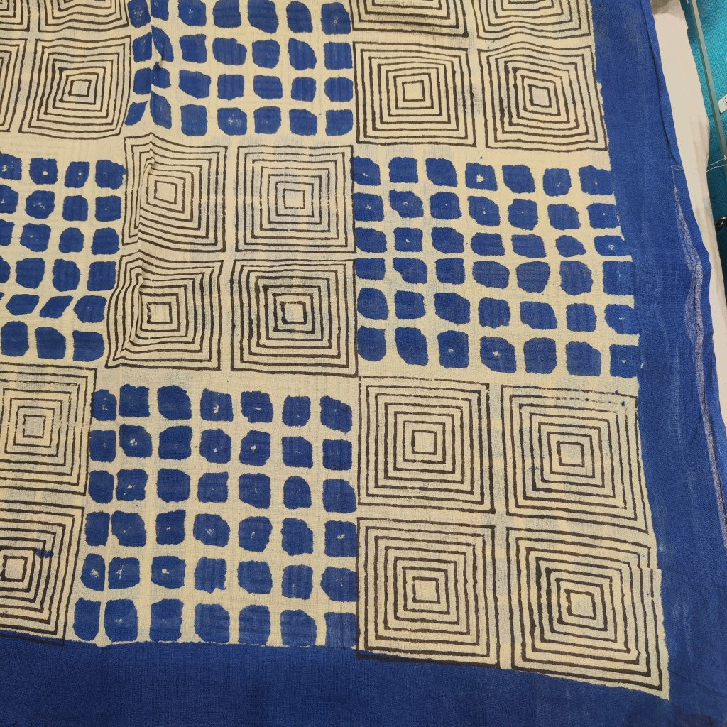 SCIARPA cotone - Pareo indiano artigianale - PSYCODELIC – blu nero blu