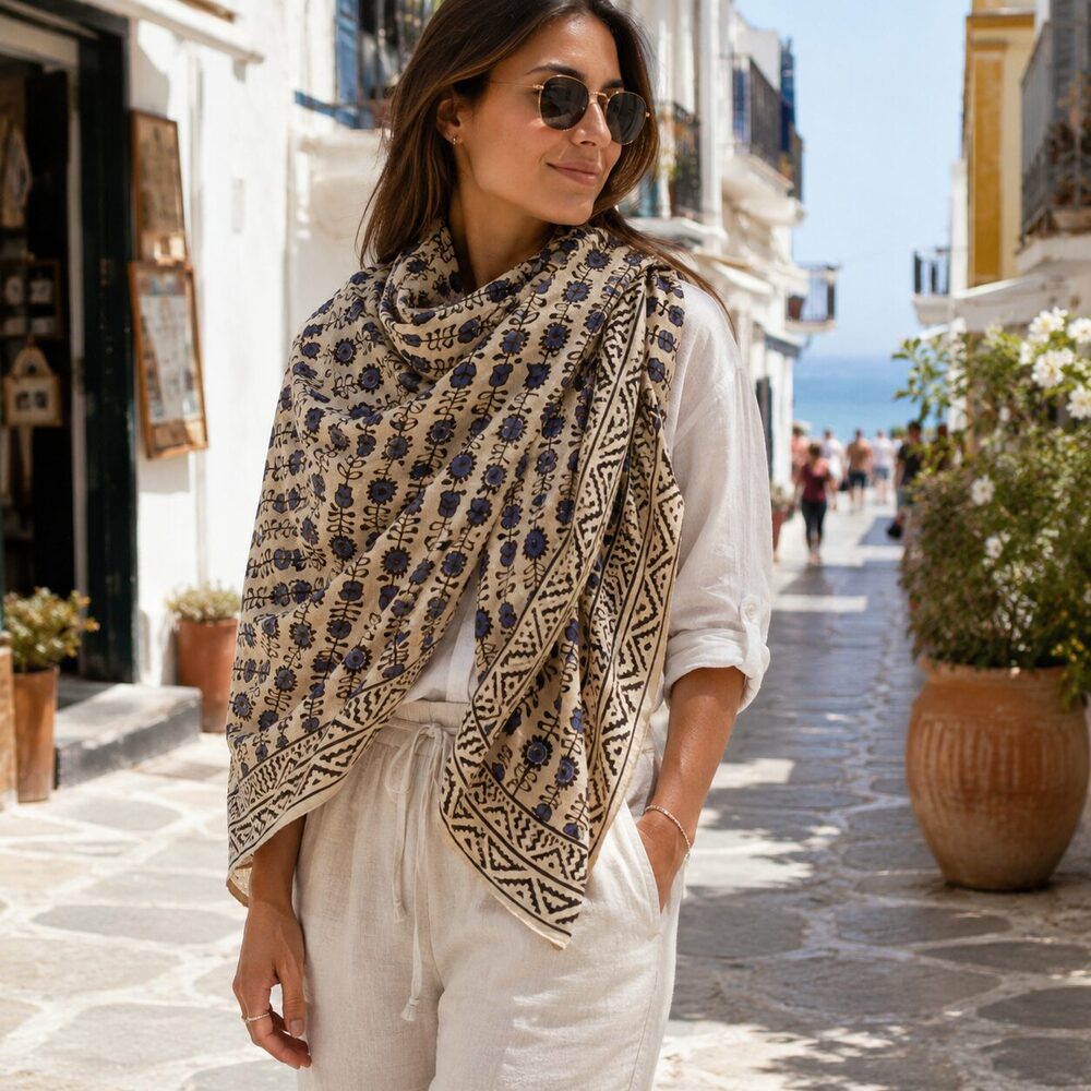 SCIARPA cotone - Pareo indiano artigianale - BELMONT – sciarpa