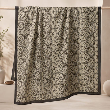 SCIARPA cotone - Pareo indiano artigianale - DANTE – bianco e nero