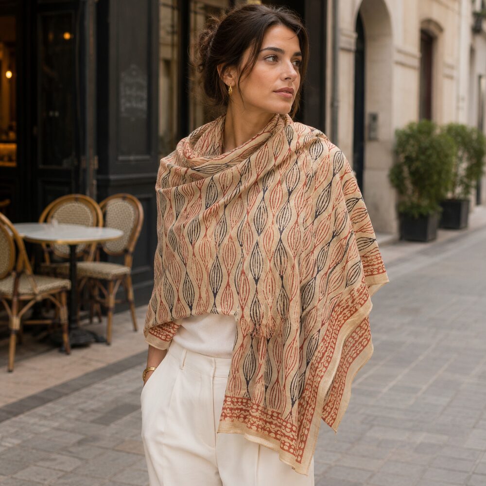 SCIARPA cotone - Pareo indiano artigianale - NINFEA – immagine4