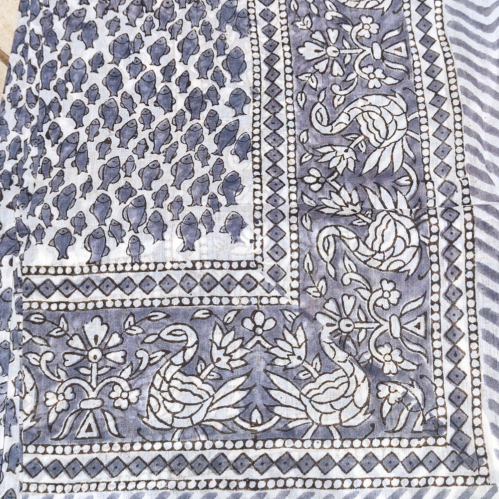 Pareo - Sciarpa UDAY artigianale in cotone con fantasie tribali - Telo da mare – dettaglio bordo