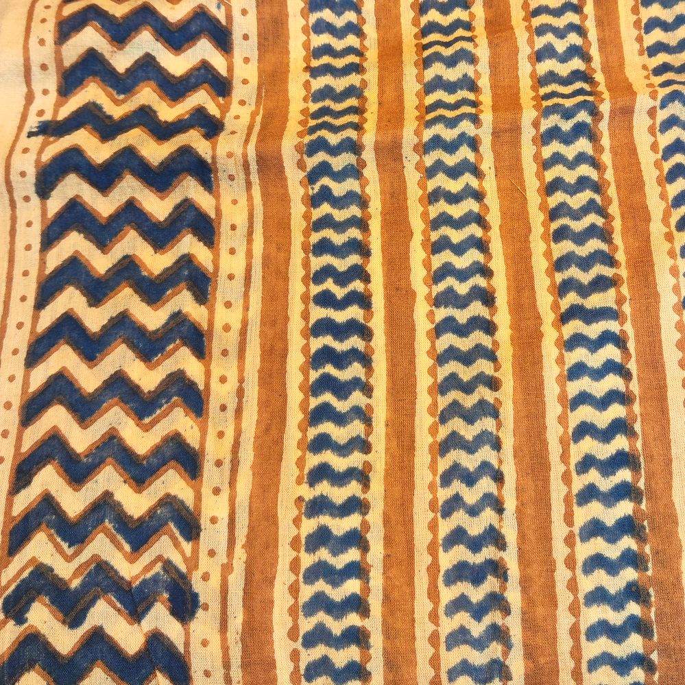 SCIARPA PAREO - Sarong in 100% cotone artigianale - NUAMEE – ocra blu
