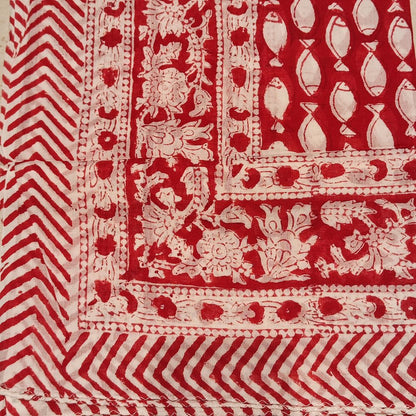 Pareo - Sciarpa YASH artigianale in cotone con fantasie tribali - Telo da mare – rosso
