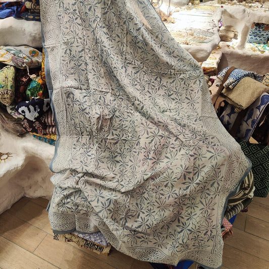 SCIARPA cotone - Pareo indiano artigianale - FLORES intero