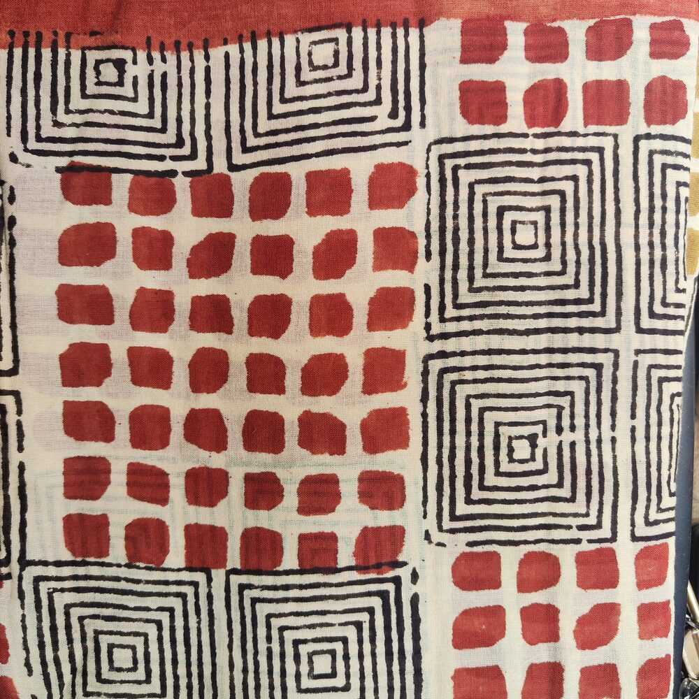 SCIARPA cotone - Pareo indiano artigianale - PSYCODELIC rosso