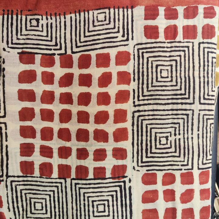 SCIARPA cotone - Pareo indiano artigianale - PSYCODELIC rosso