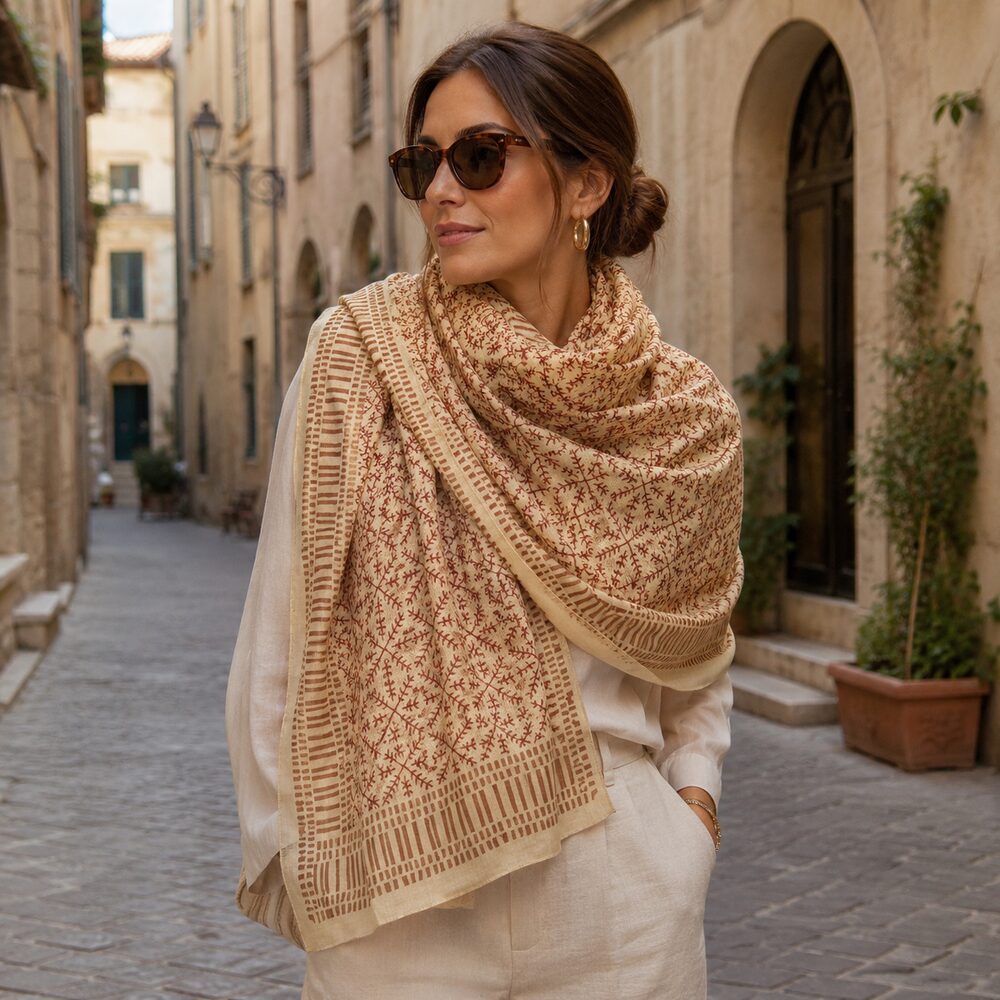 SCIARPA cotone - Pareo indiano artigianale - ICE – immagine3