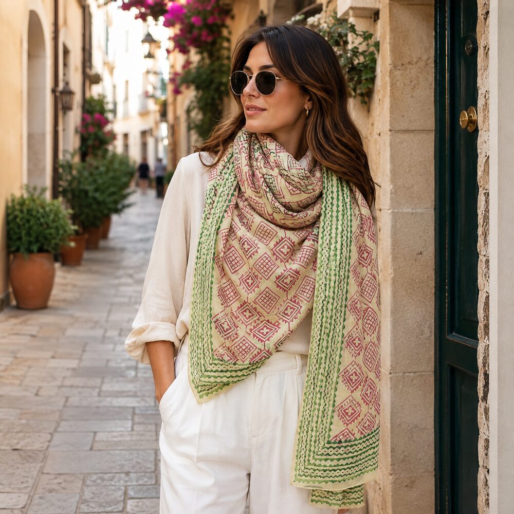 SCIARPA cotone - Pareo indiano artigianale - METRIC – immagine2