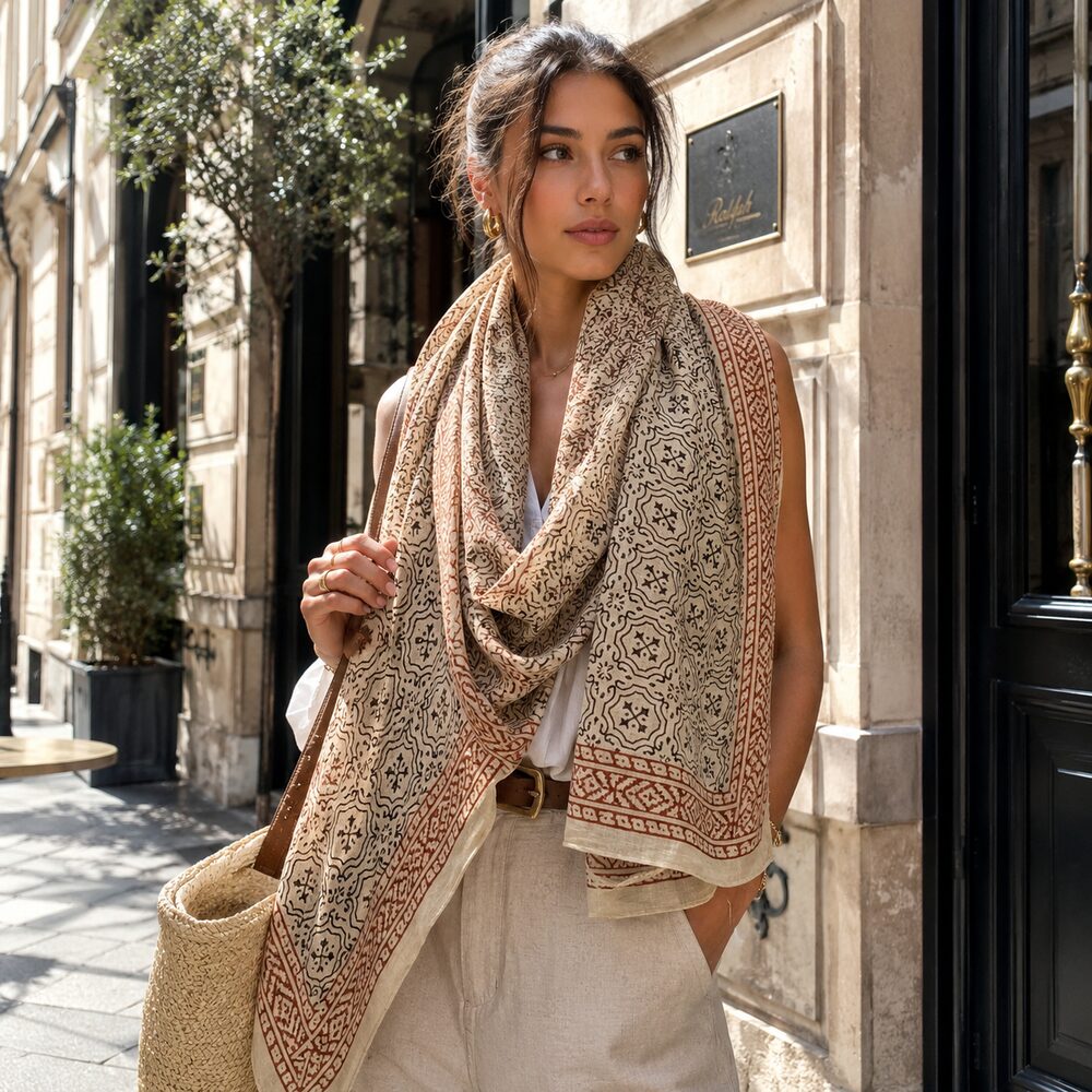 SCIARPA cotone - Pareo indiano artigianale - MALTA – immagine3