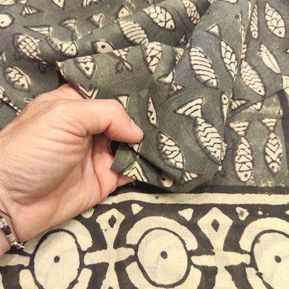 Pareo - Sarong con pesce in 100% cotone artigianale - RANGOON – dettaglio