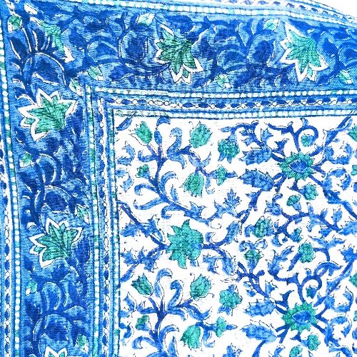Pareo cotone bianco blu LOITA