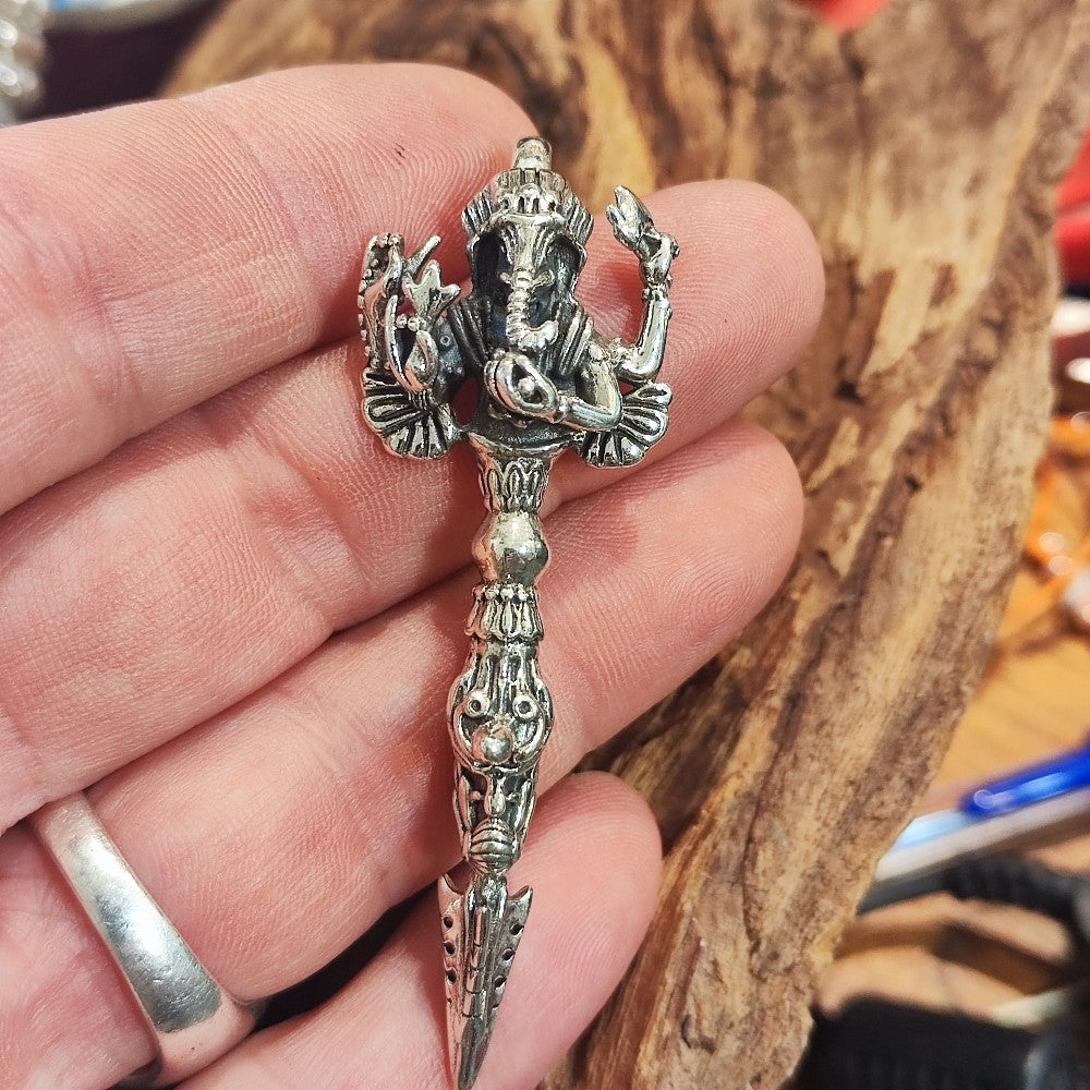 Ciondolo Ganesh con Dorje in argento 925 - PHURBA