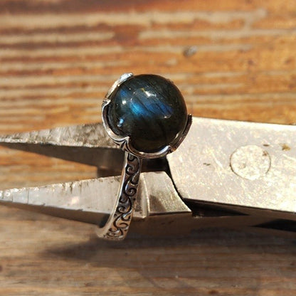 Anello etnico in argento 925 labradorite - SHAKTI