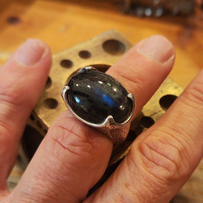 Anello artigianale in argento 925 avventurina - ZAINA