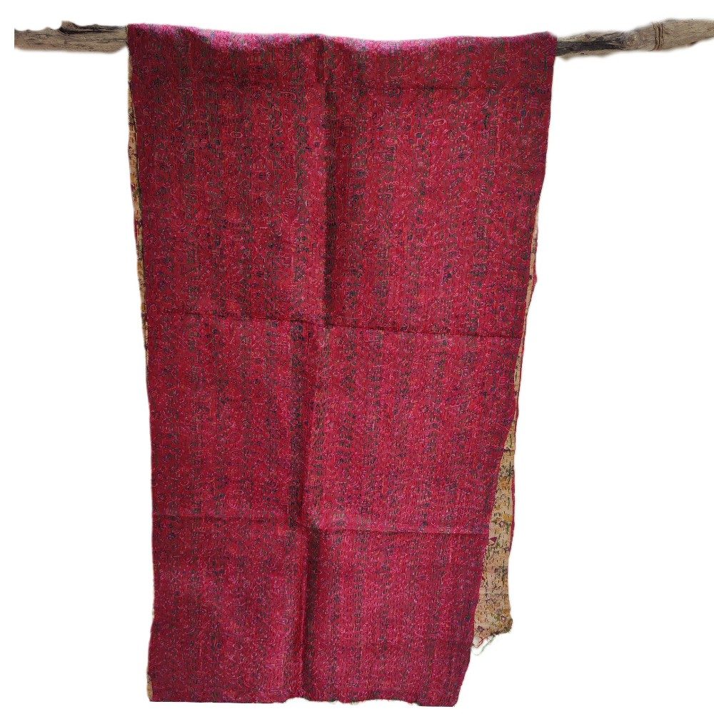 Sciarpa KANTHA con tessuti vintage misto seta ricamo - NARDA – rosso
