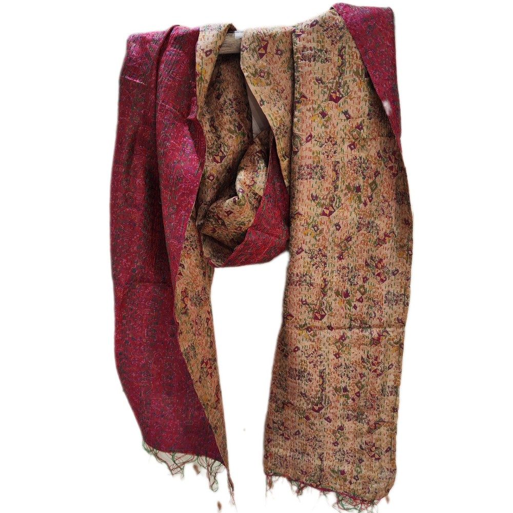 Sciarpa KANTHA con tessuti vintage misto seta ricamo - NARDA – dettagli