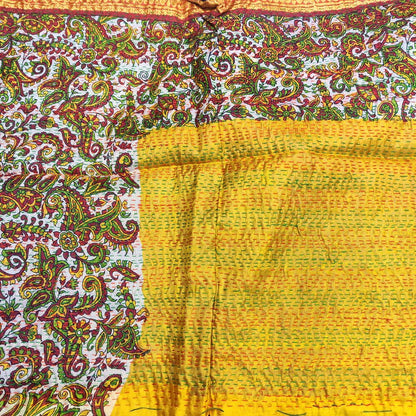 Sciarpa KANTHA con tessuti vintage misto seta ricamo - INDIGO – retro