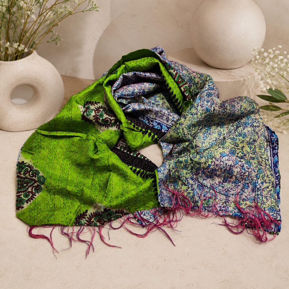 Sciarpa KANTHA con tessuti vintage misto seta ricamo - MAREA – studio