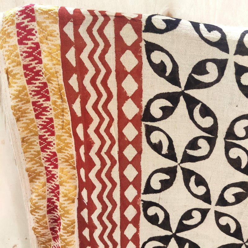 SCIARPA cotone - Pareo indiano artigianale - MATSURI – bordo decorato